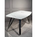 Стол обеденный Соар-2 F-1690,160х90х76 см, бело-серая керамика/хром серебро