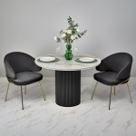 Стол Aura D110, керамогранит Calacatte gold мрамор, чёрный