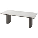Стол АДАЖИО 240 (320) см ЭЛЛИПС VARESE ONICE, керамика / Латте каркас М-City