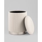 Пуф Эмили с ящиком серебро вельвет молочный