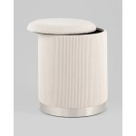 Пуф Эмили с ящиком серебро вельвет молочный