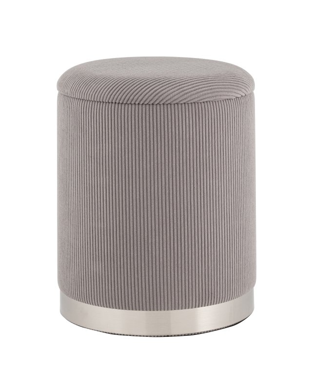 Пуф Эмили с ящиком серебро вельвет серый