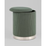 Пуф Эмили с ящиком серебро вельвет зелёный