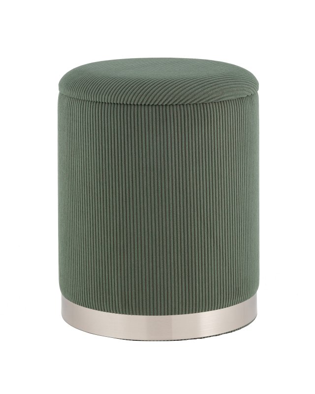 Пуф Эмили с ящиком серебро вельвет зелёный