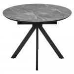 Стол Rudolf круглый раскладной 100-130x100x75см, серый керамогранит, черный