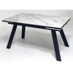 Стол МОРИС-2 140 БЕЛЫЙ МРАМОР АКТИВНЫЙ , керамика / Черный каркас, М-City