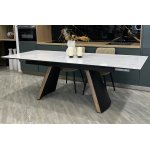 Стол РАНДЕВУ 160 БЕЛЫЙ МРАМОР МАТОВЫЙ 9806035 , керамика / Черный, Орех эко, М-City