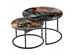 Набор кофейных столиков Tango космический с чёрными ножками, 2шт