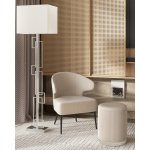 Пуф Эмили с ящиком серебро вельвет молочный