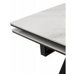 Стол МОРИС-2 140 БЕЛЫЙ МРАМОР АКТИВНЫЙ , керамика / Черный каркас, М-City