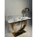 Стол-консоль Лира IST-806,120х40х76 см, небесный белый/золотой