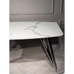 Стол обеденный Соар-2 F-1690,160х90х76 см, бело-серая керамика/хром серебро