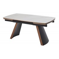 Стол РАНДЕВУ 160 БЕЛЫЙ МРАМОР МАТОВЫЙ 9806035 , керамика / Черный, Орех эко, М-City