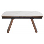 Стол РАНДЕВУ 160 БЕЛЫЙ МРАМОР МАТОВЫЙ 9806035 , керамика / Черный, Орех эко, М-City