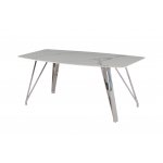 Стол обеденный Соар-2 F-1690,160х90х76 см, бело-серая керамика/хром серебро