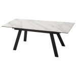 Стол МОРИС-2 140 БЕЛЫЙ МРАМОР АКТИВНЫЙ , керамика / Черный каркас, М-City