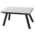 Стол МОРИС-2 140 MATTE БЕЛЫЙ МРАМОР, керамика / Черный каркас, М-City