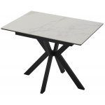 Стол КОМИЛЬФО МИНИ 100 БЕЛЫЙ МРАМОР с прожилками латте, керамика / ЧЕРНЫЙ, М-City