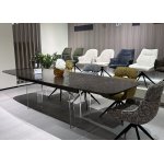 Стол LAURITS 200 GOLDEN, стекло BUBBLE  / Прозрачный каркас ®DISAUR