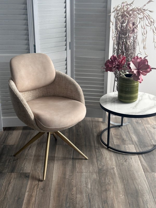 Стул ГРЕЙС (GRACE) 360 град. цвет БЕЖЕВЫЙ PENA-120 / G1229-3, ткань / ШАМПАНЬ каркас, ®DISAUR Стул ГРЕЙС (GRACE) 360 град. цвет БЕЖЕВЫЙ PENA-120 / G1229-3, ткань / ШАМПАНЬ каркас, ®DISAUR