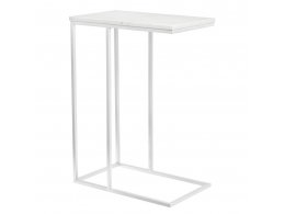 Придиванный столик Loft 50x30см, белый мрамор с белыми ножками