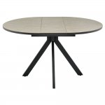 Стол Rudolf круглый раскладной 100-130x100x75см, Бетон слюда, чёрный