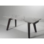 Стол BETIS 180 MATTE GILDED WHITE SOLID CERAMIC / Орех, ®DISAUR