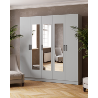 Шкаф комбинированный Ларс (2,0) с зеркалом камень серый