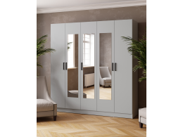 Шкаф комбинированный Ларс (2,0) с зеркалом камень серый