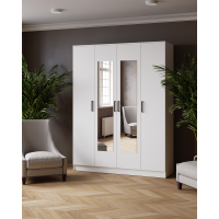 Шкаф комбинированный Ларс (1,6) с зеркалом белый