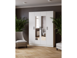 Шкаф комбинированный Ларс (1,6) с зеркалом белый