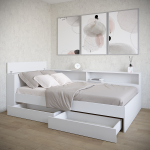 Кровать Ксения с ящиками и головным. блоком ( белая ) 1200х2000