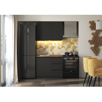 Кухонный гарнитур "Мальм" 1.0 (Графит, столешница Дуб Вотан