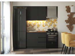 Кухонный гарнитур "Мальм" 1.0 (Графит, столешница Дуб Вотан