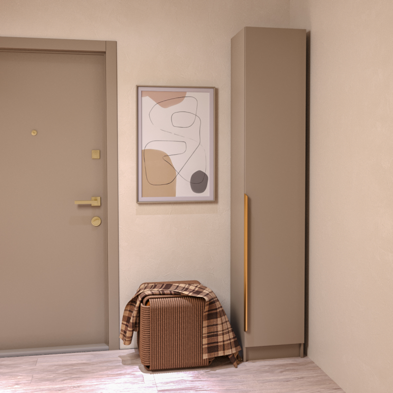 Прихожая Голд  Бостон Пенал П-400 (400х2103х350)(Бежевый(Глинянный/серый)