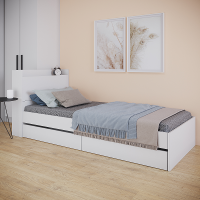 Кровать Астра (с ящиками) белый  900х2000