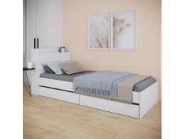 Кровать Астра (с ящиками) белый  900х2000