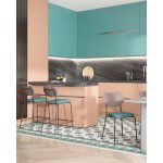 Стул полубарный Casey темно-бирюзовый с серой экокожей