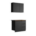 Кухонный гарнитур "Мальм" 1.0 (Графит, столешница Дуб Вотан