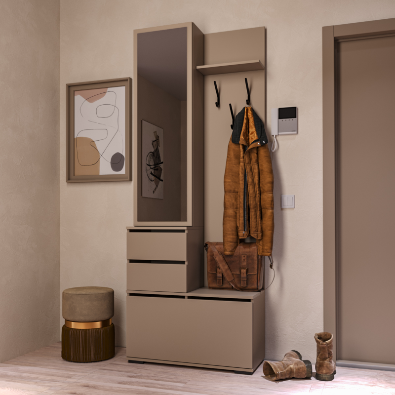 Прихожая Голд Бостон Вешалка В-2 (800х2103х353)(Бежевый(Глинянный/серый)