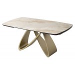 Стол PALACIO 180  GLOSS GRAND JADE,керамика на стекле/ Шампань, ®DISAUR