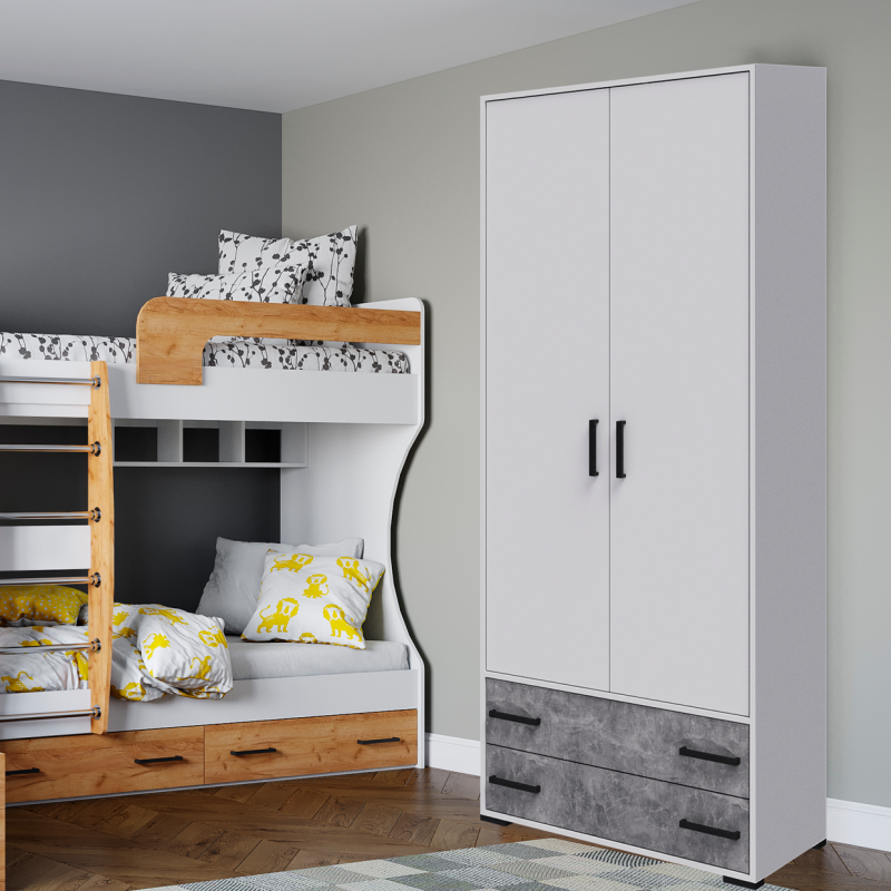 Спальня Лючия шкаф 2-хств. белый/ателье светлое