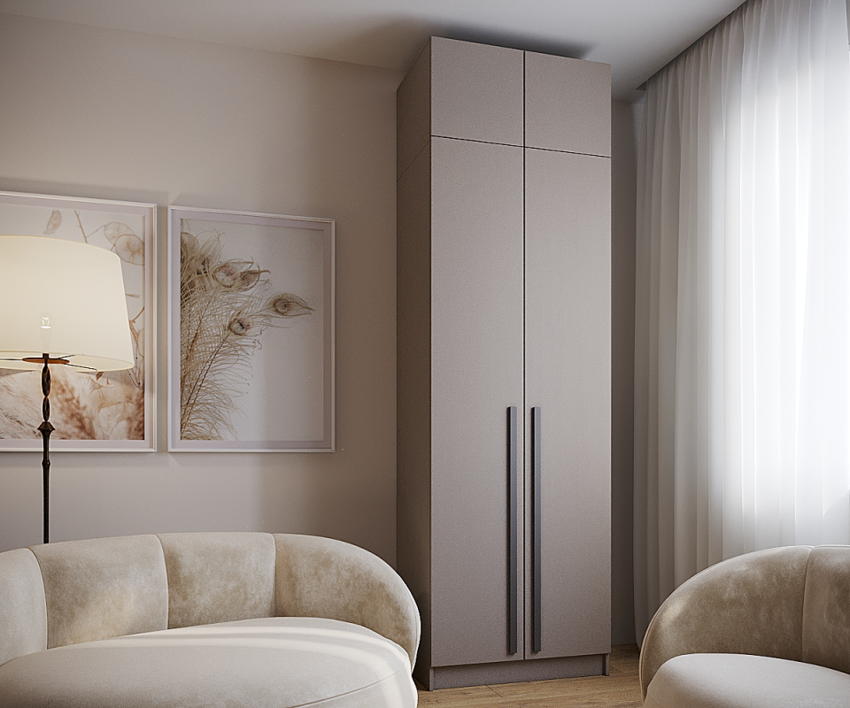 Набор Шкаф Бостон 800+антресоль бежевый / глиняно серый (шкаф+антресоль)