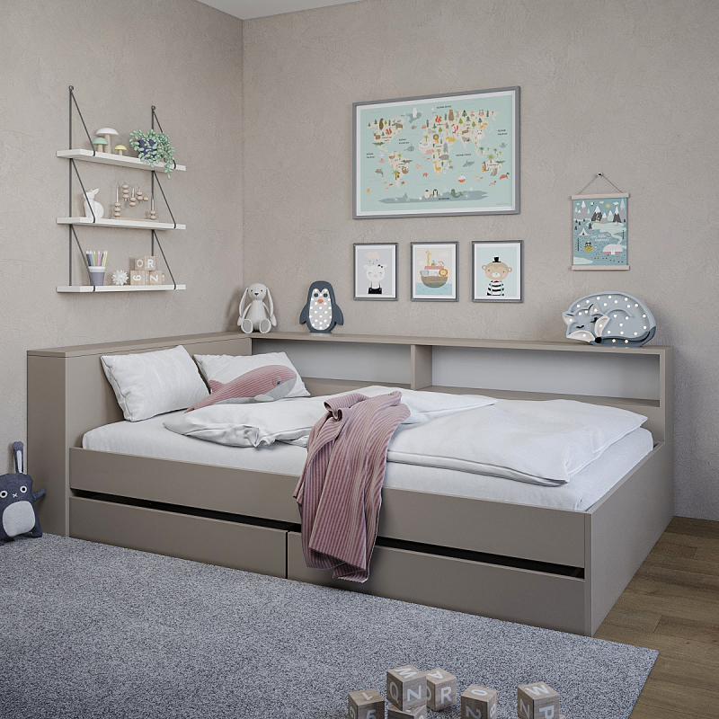 Прикроватный блок 2000х716 к Кровати Ксения (Кашемир)