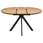 Стол Rudolf круглый раскладной 100-130x100x75см, Дуб Вотан, чёрный