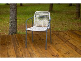 "Тунис" стул плетеный из роупа, каркас алюминий темно-серый (RAL7024), роуп светло-серый