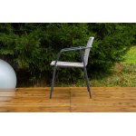 "Тунис" стул плетеный из роупа, каркас алюминий темно-серый (RAL7024), роуп светло-серый