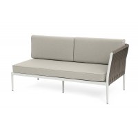 "Касабланка" левый модуль плетеный из роупа, каркас алюминий светло-серый (RAL7035) муар, роуп серо-коричневый 23мм, ткань бежевая 15052