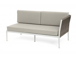 "Касабланка" левый модуль плетеный из роупа, каркас алюминий светло-серый (RAL7035) муар, роуп серо-коричневый 23мм, ткань бежевая 15052