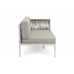 "Касабланка" левый модуль плетеный из роупа, каркас алюминий светло-серый (RAL7035) муар, роуп серо-коричневый 23мм, ткань бежевая 15052